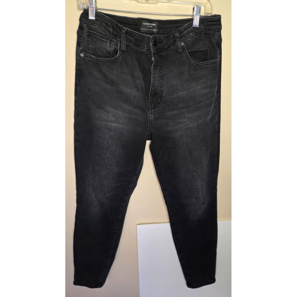 Earnest Sewn Ladies Black Stonewashed Madison Mid-rise Skinny Jeans Size 31x27